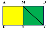 b) Trong hình bên ba điểm thẳng hàng là:  A. A, M, N	B. A, M, C C. A, D, C	D. A, M, B (ảnh 1)