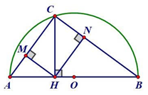 Dấu &ldquo;=&rdquo; xảy ra khi \(AH = BH.\) Khi đ&oacute; \(C\) l&agrave; điểm ch&iacute;nh giữa cung . (ảnh 1)