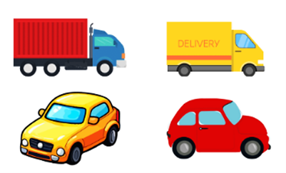 Điền từ chắc chắn, có thể, không thể cho phù hợp:     Trên bàn có 4 tấm thẻ hình (như hình vẽ) được úp xuống.  Nam lấy một tấm thẻ hình bất kì.  Nam ...lấy được tấm thẻ hình ô tô.  Nam .... lấy được tấm thẻ hình ô tô chở hàng.  (ảnh 1)