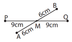 Trong hình vẽ bên, điểm M là trung điểm của những đoạn thẳng nào? Vì sao? (ảnh 1)