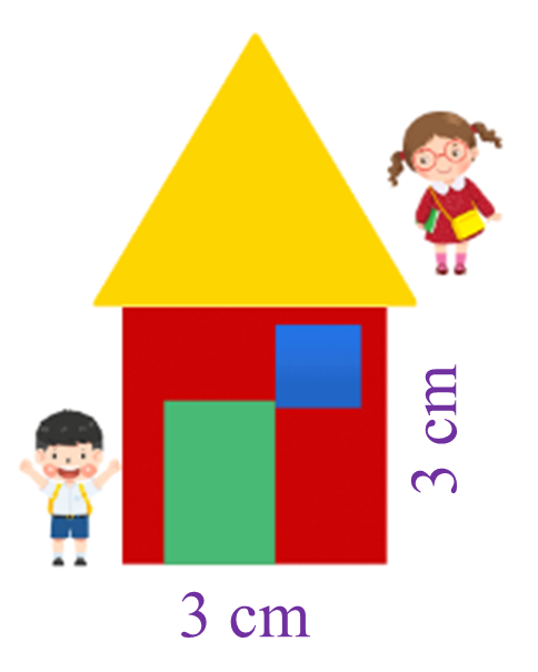 Em hãy vẽ 1 ngôi nhà theo yêu cầu sau: Mái nhà là hình tam giác. Thân nhà là hình vuông cạnh 3 cm. (ảnh 1)