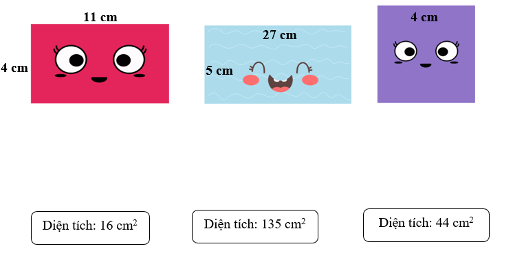 Nối.  Diện tích: 16 cm^ 2 Diện tích: 135  cm^ 2  (ảnh 1)