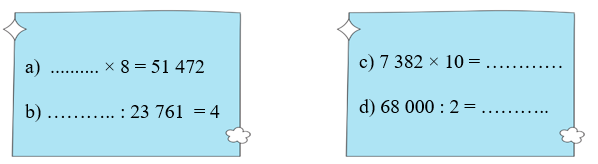 Tính. biểu thức a)  .......... × 8 = 51 472 (ảnh 1)