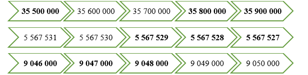 Điền Số? thích hợp ............ 35 600 000 35 700 000 .................. (ảnh 2)