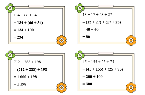 Tính bằng cách thuận tiện. 134 + 66 + 34  = …………………………  = ………………………… = ……………………… (ảnh 2)
