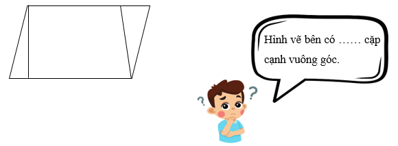 Điền số thích hợp vào chỗ chấm.  Hình vẽ bên có …… cặp cạnh vuông góc.  (ảnh 1)