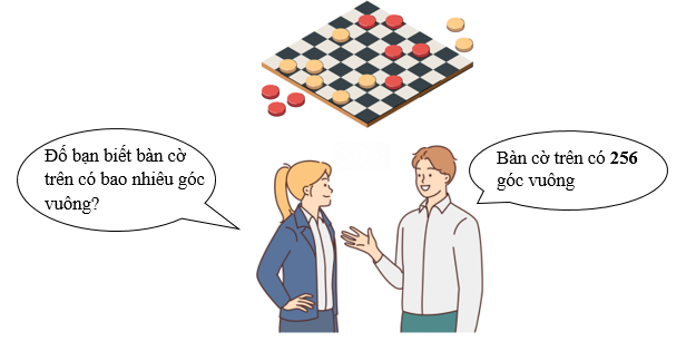 Điền số th&iacute;ch hợp v&agrave;o chỗ chấm. B&agrave;n cờ tr&ecirc;n c&oacute; &hellip;&hellip;.. g&oacute;c vu&ocirc;ng (ảnh 2)