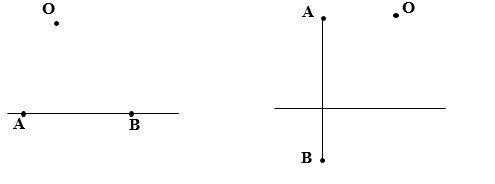 Vẽ đường thẳng qua O song song với đoạn thẳng AB. (ảnh 1)