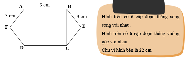 Điền số thích hợp vào chỗ chấm. Hình trên có ….. cặp đoạn thẳng song song với nhau. Hình trên có ……… cặp đoạn thẳng vuông góc với nhau. (ảnh 2)