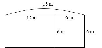 Một sân bóng đá hình chữ nhật có chiều dài 18 m, chiều rộng 6 m. Người ta kẻ một đường thẳng song song với chiều rộng để chia sân thành hai phần, trong đó phần thứ nhất là một sân tập hình vuông, phần thứ hai là sân thi đấu hình chữ nhật,  (ảnh 2)