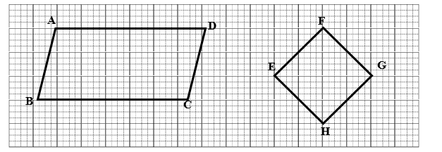Xác định điểm D để có hình bình hành ABCD, điểm H để có hình thoi EFGH.  (ảnh 2)