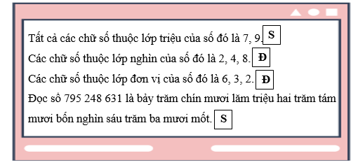 Đúng ghi Đ, sai ghi S. Cho số 795 248 631 (ảnh 2)