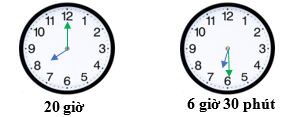 Vẽ kim giờ, kim phút để có: 20 giờ  6 giờ 30 phút (ảnh 2)