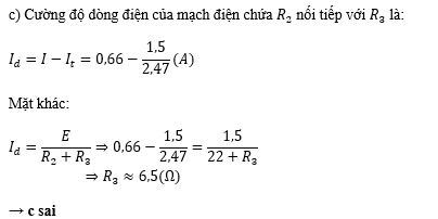 Ban đầu điều chỉnh R3 đến giá trị sao cho số chỉ của ampe kế là 0,66 A. Cho điện trở trong của nguồn không đáng kể. Trong các phát biểu dưới đây, phát biểu nào đúng, phát biểu nào sai? (ảnh 3)