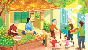 Em hãy kể tên ba hoạt động gia đình em thường làm vào dịp Tết:  (ảnh 1)