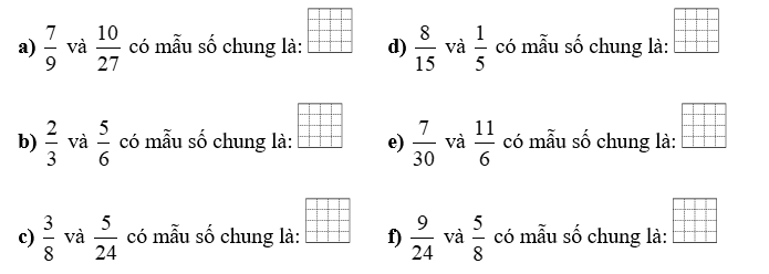 Tìm mẫu số chung của hai phân số số (ảnh 1)