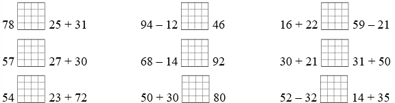 So sánh <, >, =? 78 ... 25 + 31 (ảnh 1)