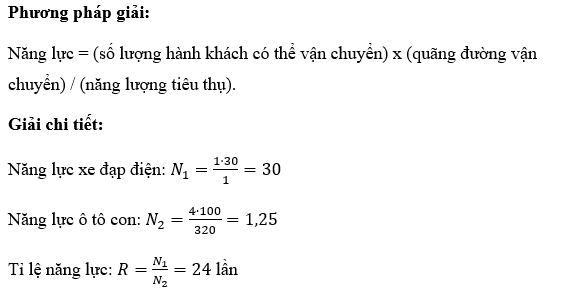 Trong giao thông vận tải, “năng lực” thường được sử dụng để đánh giá hiệu quả nhất định của phương tiện vận chuyển. Năng lực = (số lượng hành khách có thể vận chuyển) x (quãng đường vận chuyển) / (năng lượng tiêu thụ).  (ảnh 1)