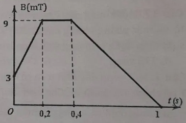Một khung dây kín có diện tích S=20 cm2. Từ trường B vuông góc với mặt phẳng khung (ảnh 1)