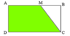 Giải bài toán sau. Cho hình chữ nhật ABCD có AB = 24,4 cm; BC = 11 cm. Điểm M nằm trên cạnh AB sao cho AM = 3/5 AB (như hình vẽ bên). Tính diện tích hình thang AMCD. (ảnh 1)