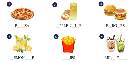 Write the missing letters.  P__ __ZA (ảnh 1)