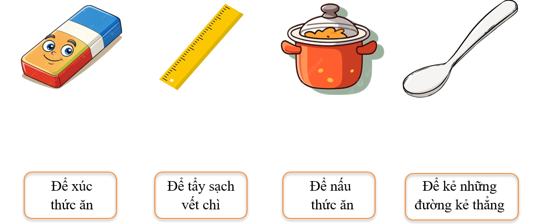 Em hãy nối các hình trên với công dụng của chúng sao cho phù hợp: (ảnh 1)
