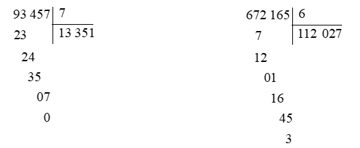 Tính phép tính: 93 457 : 7 672 165 : 6 (ảnh 1)
