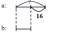Biết a – b = 16 và a : b = 2. Vậy a là: (ảnh 1)