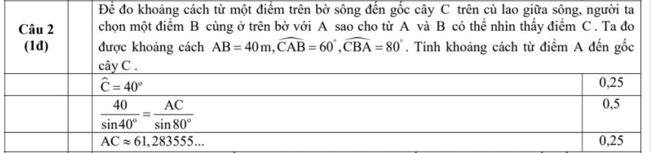Để đo khoảng c&aacute;ch từ một điểm \(A\) tr&ecirc;n bờ s&ocirc;ng đến g (ảnh 2)
