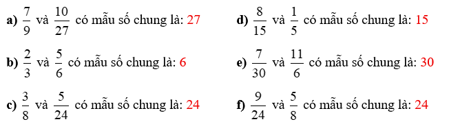 Tìm mẫu số chung của hai phân số số (ảnh 2)