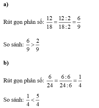 Rút gọn rồi so sánh hai phân số. (ảnh 2)