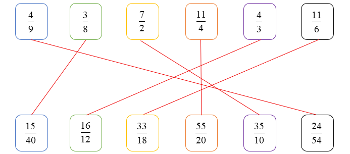 Nối các phân số bằng nhau. (ảnh 2)