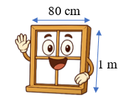 Một cửa sổ có kích thước như hình vẽ bên.  Chu vi của cái cửa số đó là:  	 (ảnh 1)