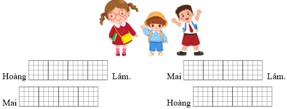 Em hãy điền các từ “cao hơn”, “thấp hơn”, “cao nhất”, “thấp nhất” vào chỗ trống thích hợp: Chiều cao của Mai, Hoàng và Lâm lần lượt là: 89 cm, 86 cm và 88 cm. (ảnh 1)