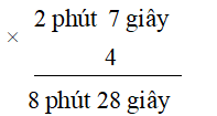 Kết quả của phép tính 2 phút 7 giây × 4 là: (ảnh 1)