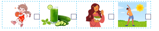 Circle the correct words or phrases. Then number the pictures. He does morning exercise / watches TV every day to stay healthy. (ảnh 1)