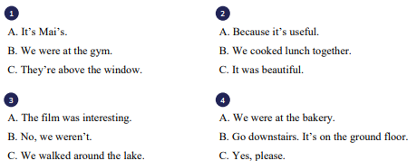 Listen to the questions and circle the correct answers. 🎧 (ảnh 1)
