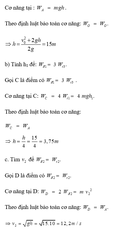 Từ độ cao 10 m, một vật được ném thẳng đứng lên cao với vận tốc 10 m/s, lấy  g = 10 m/ s^2 (ảnh 2)