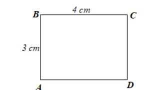 Vẽ hình chữ nhật \[ABCD\] biết \[AB = 3cm\], \[BC = 4cm\]. Nêu đoạn thẳng song song với \[AB\]; đoạn thẳng bằng \[BC\]. 	 (ảnh 1)