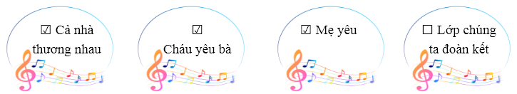 Đánh dấu ☑ trước bài hát nói về tình cảm trong gia đình: (ảnh 2)