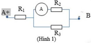 Cho sơ đồ mạch điện như hình vẽ (Hình 1). Biết: R1; = 8Omega ; R2= 20Omega ; R3 = 30Omega ; Ampe kế chỉ 1,5A. Tính RAB, U2, U AB (ảnh 1)