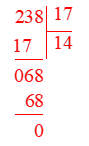 Tính 238 : 17 A. 14, dư 0 B. 14, dư 2 C. 13, dư 1 D. 13, dư 3 (ảnh 1)