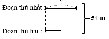 Một thanh gỗ dài 54 m được chia thành hai đoạn, đoạn thứ nhất dài gấp 2 lần đoạn thứ hai. Hỏi đoạn thứ nhất dài bao nhiêu mét? (ảnh 1)