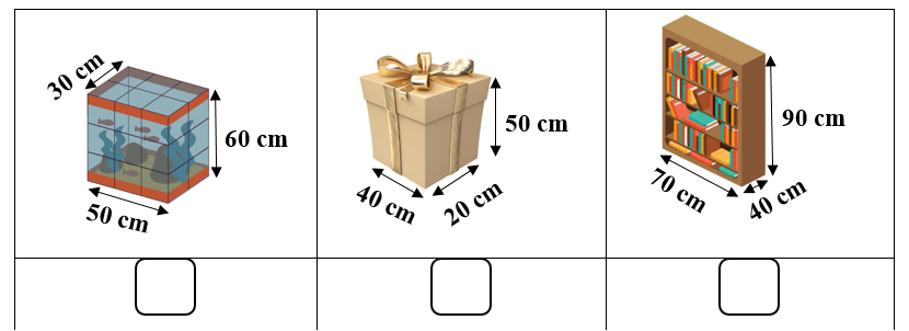 Tích v vào ô trống hình có diện tích toàn phần lớn nhất. (ảnh 1)