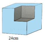 Một khối gỗ dạng h&igrave;nh lập phương c&oacute; cạnh 24 cm. Người ta cắt đi một phần gỗ cũng c&oacute; dạng h&igrave;nh lập phương c&oacute; cạnh bằng nửa cạnh khối gỗ đ&oacute;. Mỗi xăng-ti-m&eacute;t khối gỗ nặng 0,75 gam. T&iacute;nh phần gỗ c&ograve;n lại (đơn vị được t&iacute;nh bằng kg) (ảnh 1)
