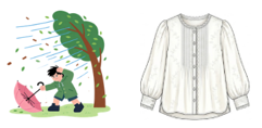In autumn, the weather in my hometown is ______________ and cloudy. I often wear  jeans and a ______________ in this season. (ảnh 1)