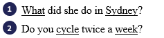 Listen and underline one more stressed word. 🎧 What did she do in Sydney? (ảnh 1)