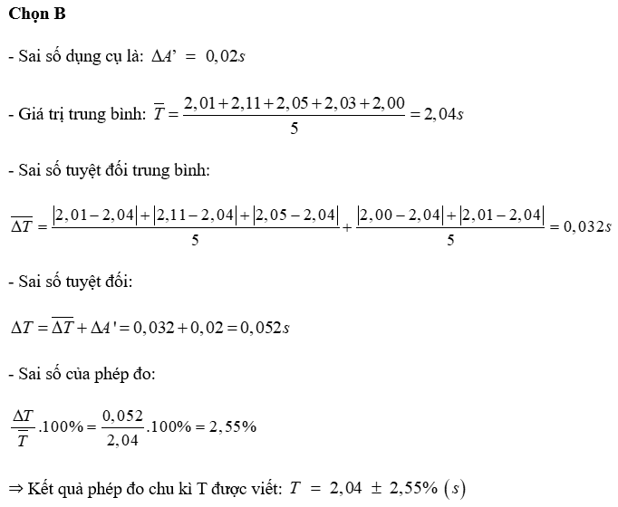Học sinh thực hành đo chu kì dao động của con lắc đơn bằng đồng hồ bấm giây bằng cách (ảnh 1)