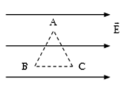 Điện tích q =10^{ - 8} C di chuyển dọc theo các cạnh của tam giác đều ABC có cạnh a = 10 cm trong điện trường đều cường độ điện trường là Tính công của lực điện trường khi q di chuyển trên mỗi cạnh của tam giác: (ảnh 1)