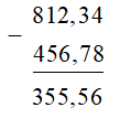 Kết quả của phép tính 812,34 – 456,78 là: (ảnh 1)